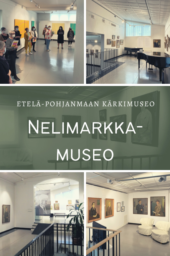 Useita kuvia Nelimarkka-Museon näyttelystä ja teksti Etelä-Pohjanmaan kärkimuseo Nelimarkka-museo